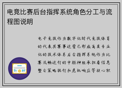 电竞比赛后台指挥系统角色分工与流程图说明